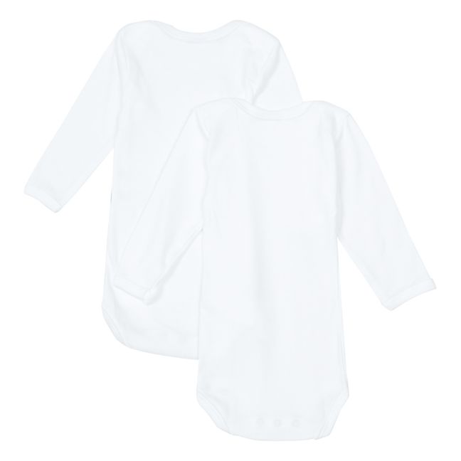 Set of 2 Organic Cotton Bodysuits | White
