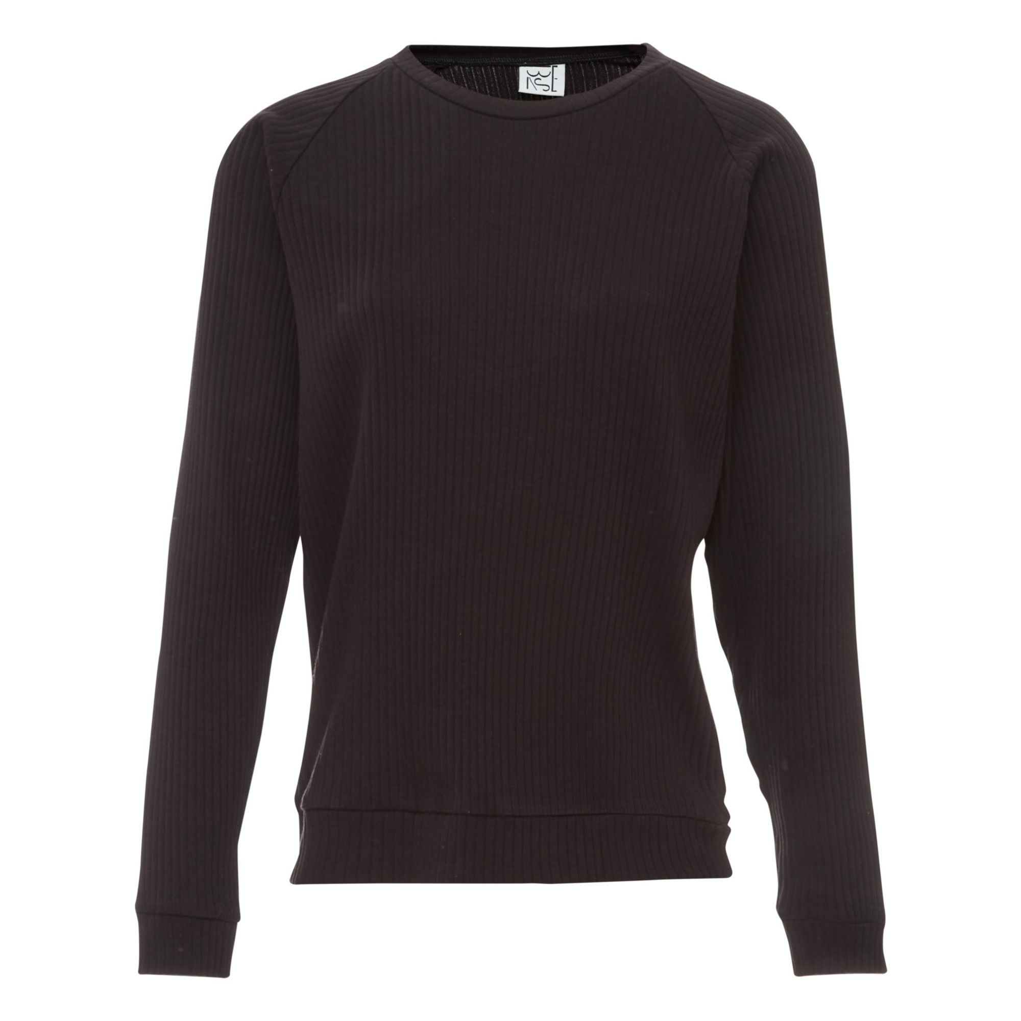 Baserange - Organic Cotton Basic Ribbed Sweatshirt - Black | Smallable