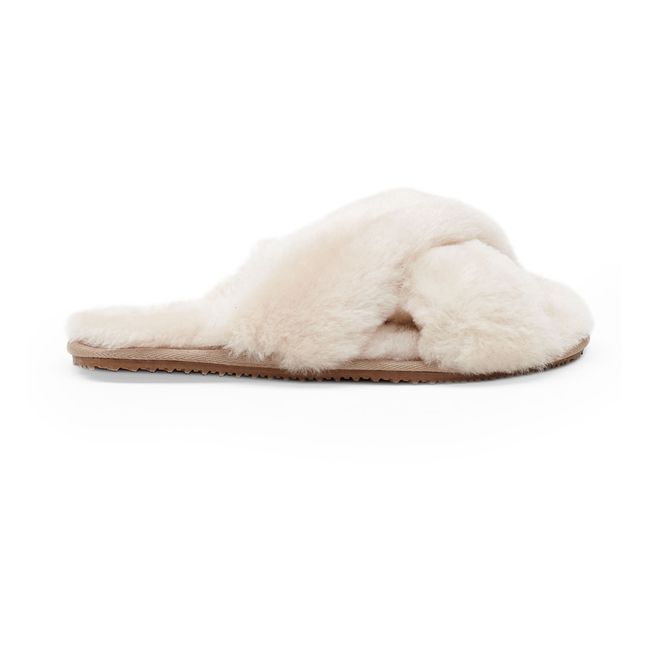 Pantuflas con forro de tiras cruzadas | Crema