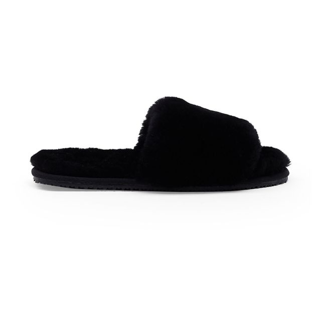 Fleece-Lined Slippers Black