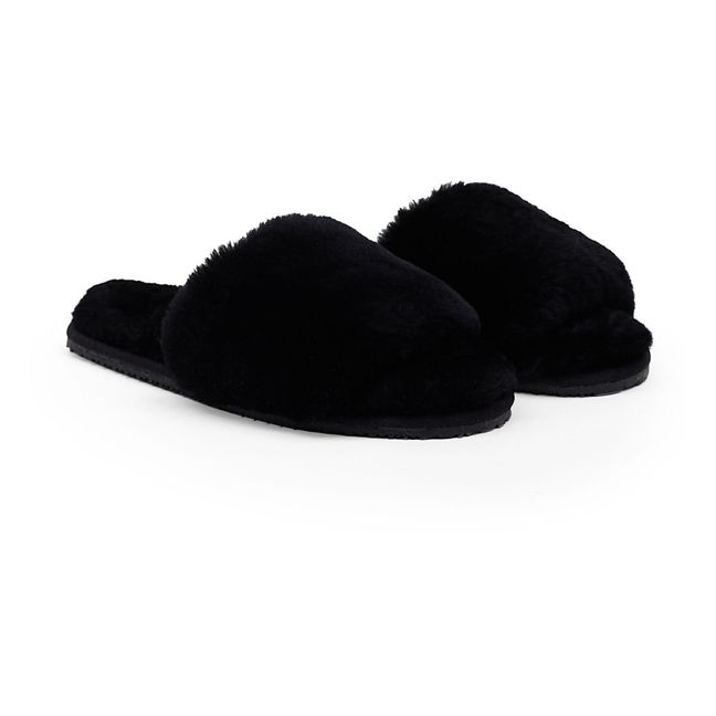 Fleece-Lined Slippers Black