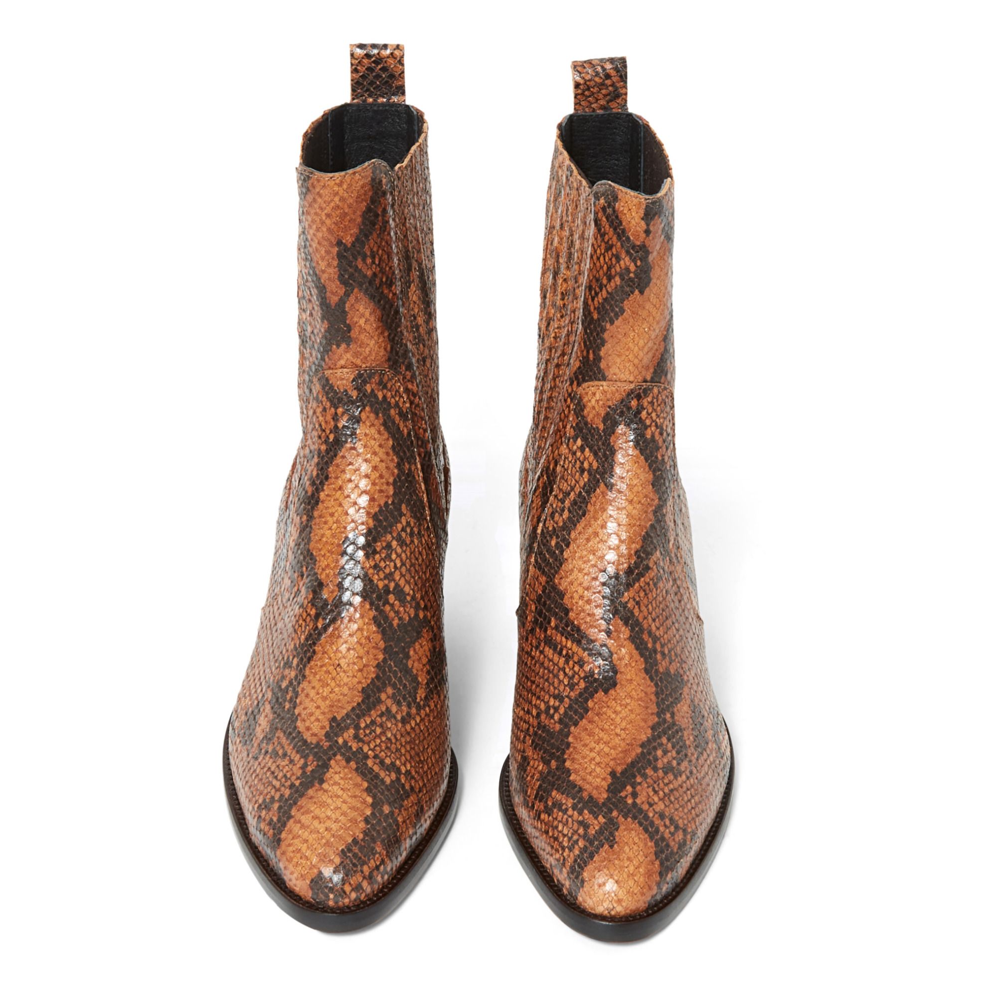 snake embossed leather boots