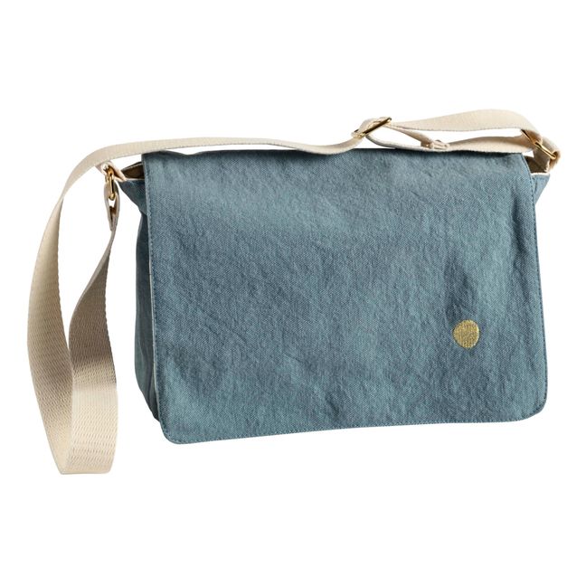 Iona Organic Cotton Messenger Bag Grey blue