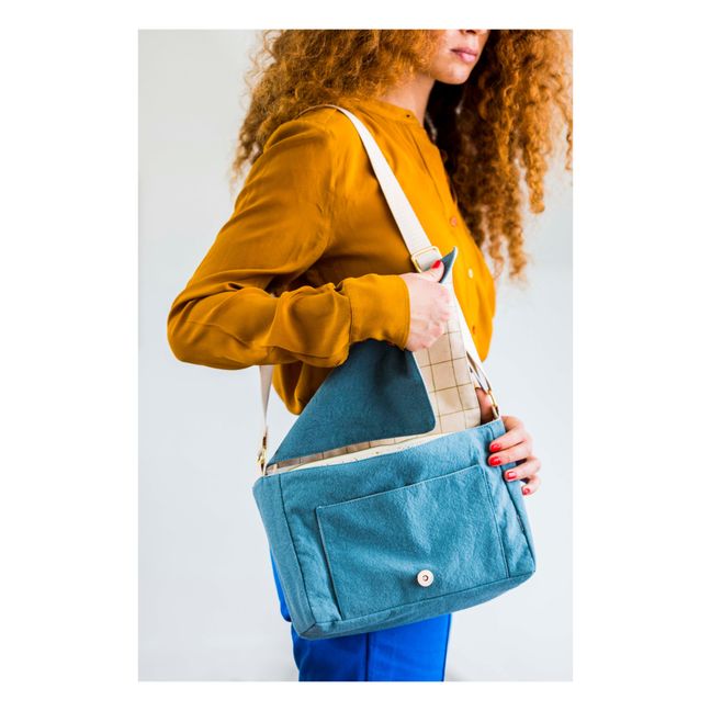 Iona Organic Cotton Messenger Bag Grey blue