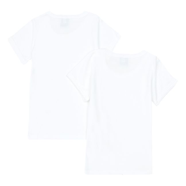 Kurzarm-T-Shirt Bio-Baumwolle 2er-Pack | Weiß