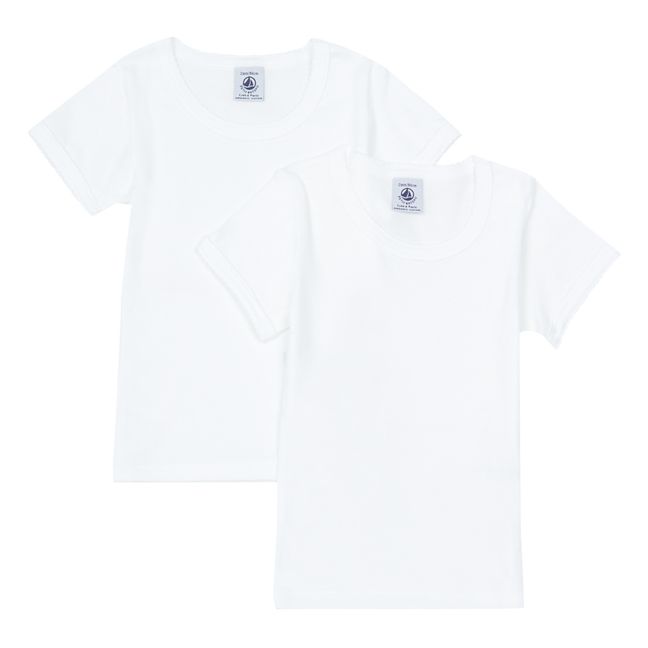 Kurzarm-T-Shirt Bio-Baumwolle 2er-Pack | Weiß