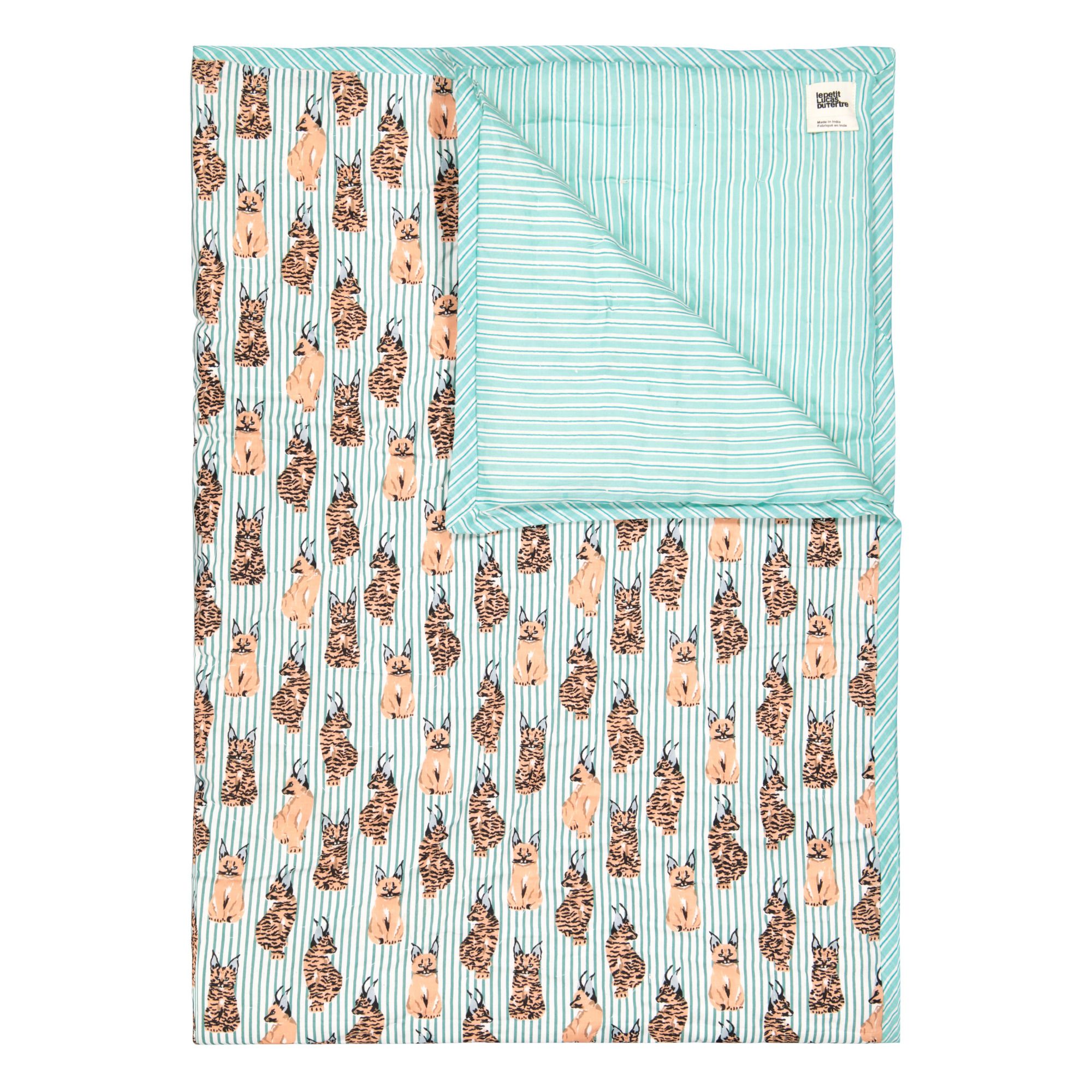 Le Petit Lucas du Tertre - Plaid quilté réversible Caracal - Bleu Vert