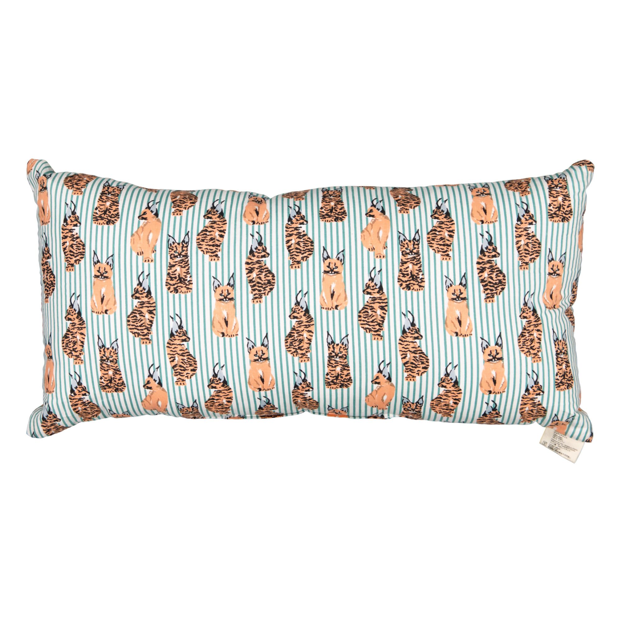Le Petit Lucas du Tertre - Coussin Caracal en coton - Bleu Vert