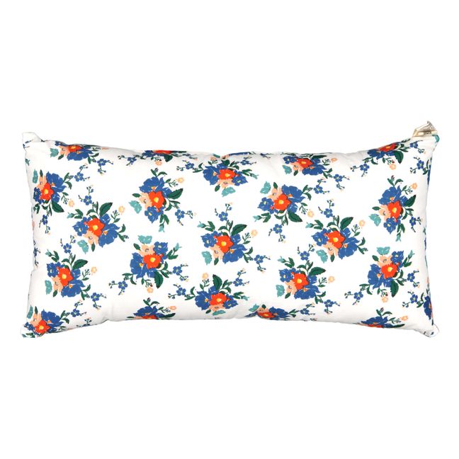 Alex Flowers Cotton Cushion Blau