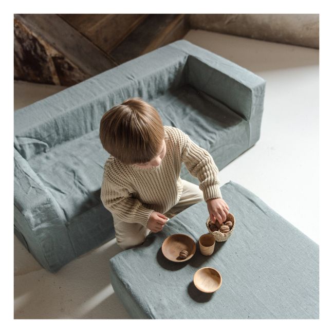 BABA Washed Linen Pouf | Blue