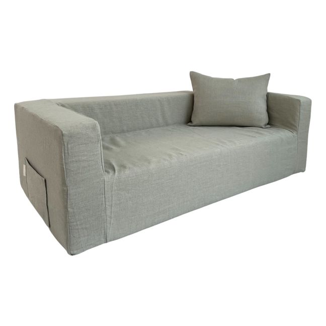 Coussin Gaston en lin lavé | Vert de gris