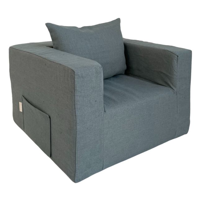 Gaston Washed Linen Cushion | Blue