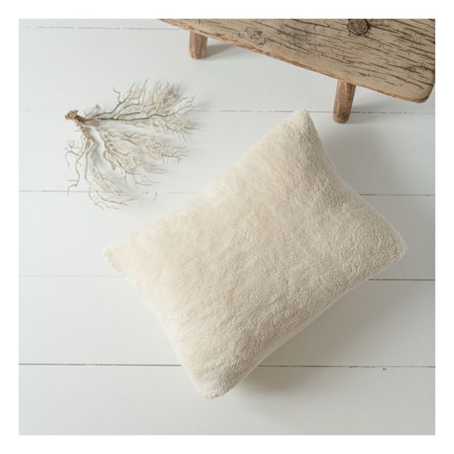 Cuscino, modello: Gaston, in pelliccia di cotone bio Bianco