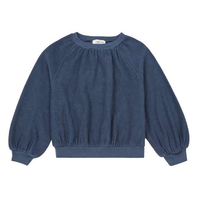 Organic Cotton Towelling Sweatshirt Blue
