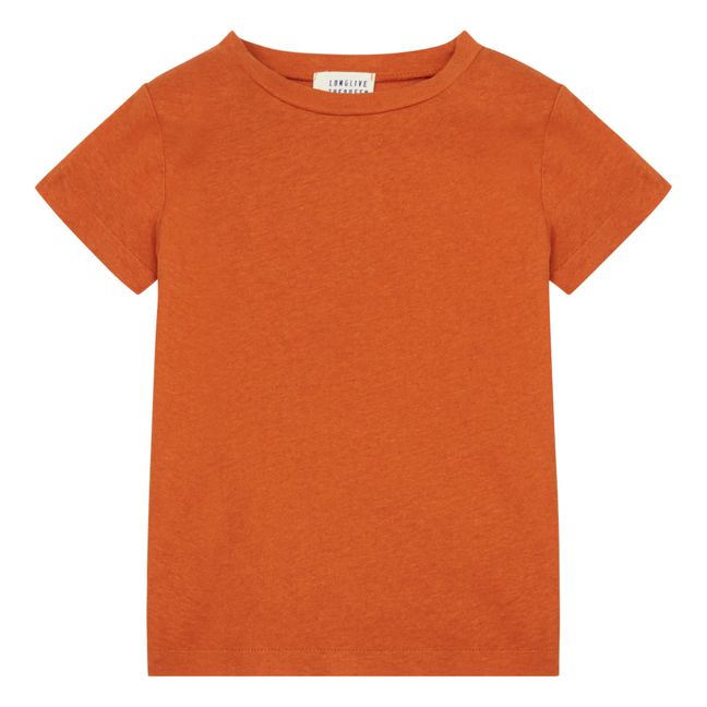 T-shirt in cotone bio e lino Arancione