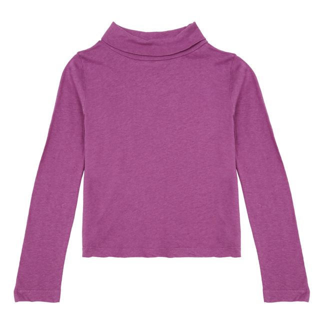 Organic Cotton and Linen Polo-Neck Jumper Purple