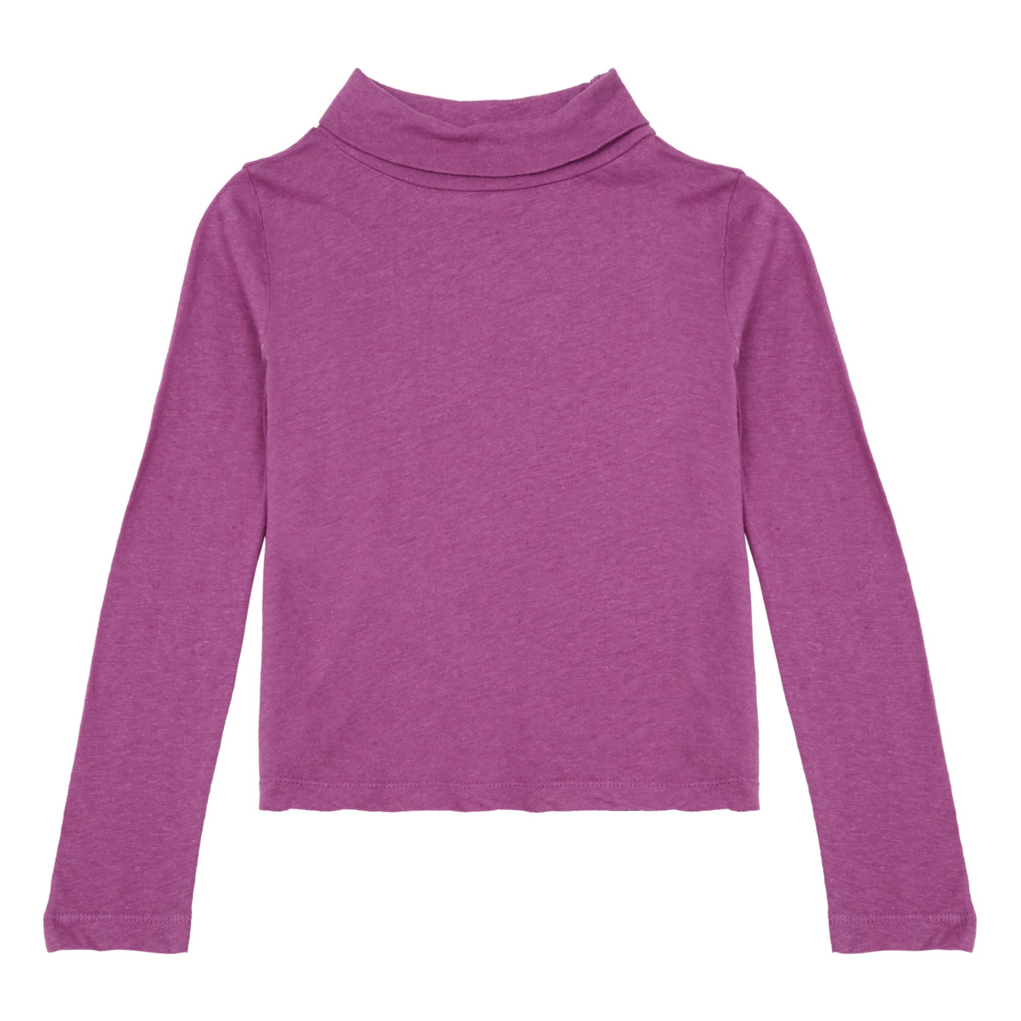 Organic Cotton and Linen Polo-Neck Jumper Purple- Product image n°0