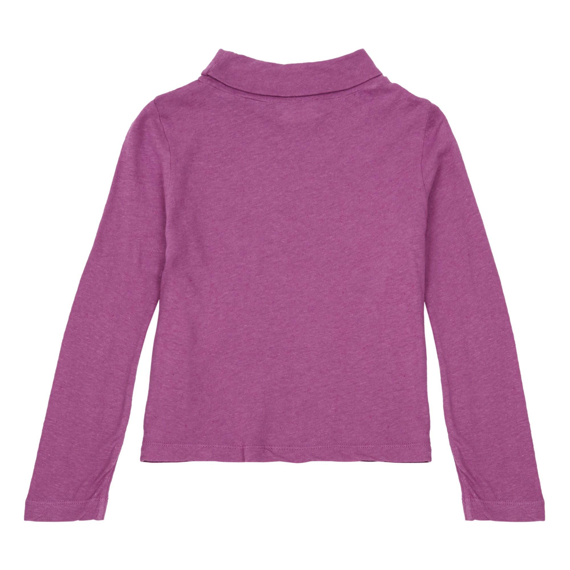 Organic Cotton and Linen Polo-Neck Jumper Purple- Product image n°1