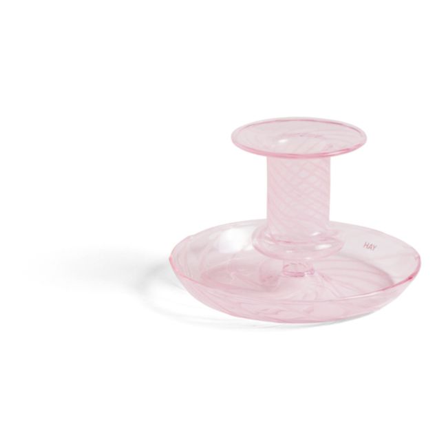 Bougeoir Flare Stripe en borosilicate | Rose pâle