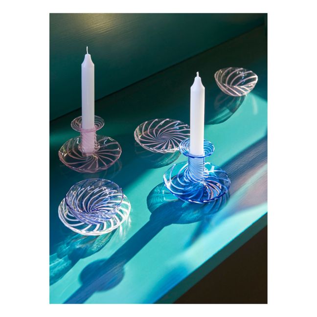 Flare Stripe Borosilicate Candle Holder Azul Pálido