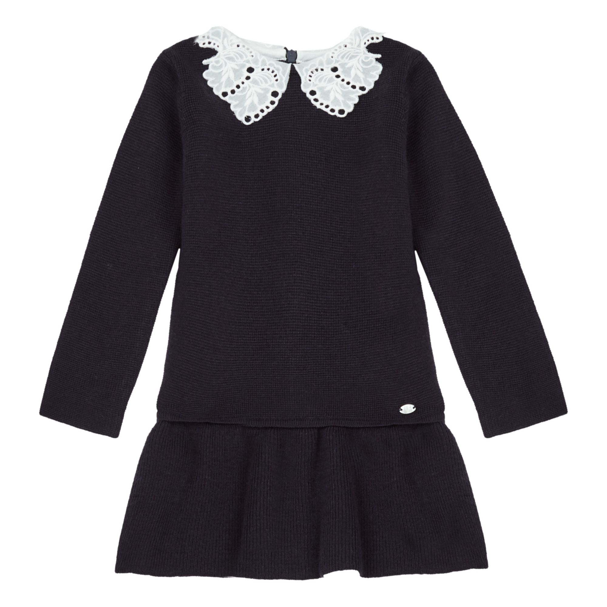 Tartine et Chocolat - Robe Tricot Col Brodé - Fille - Bleu marine