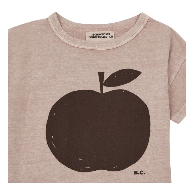 T-Shirt, in cotone bio, motivo: Mela - Collezione Iconic - Beige