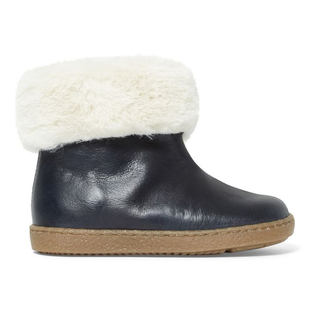 Fur-Lined Boots - Two Con Me Collection Navy blue