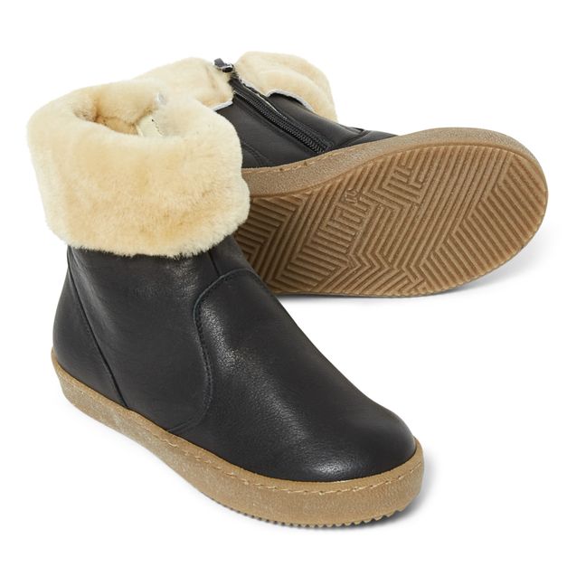 Gefütterte Boots Bi-Material | Schwarz