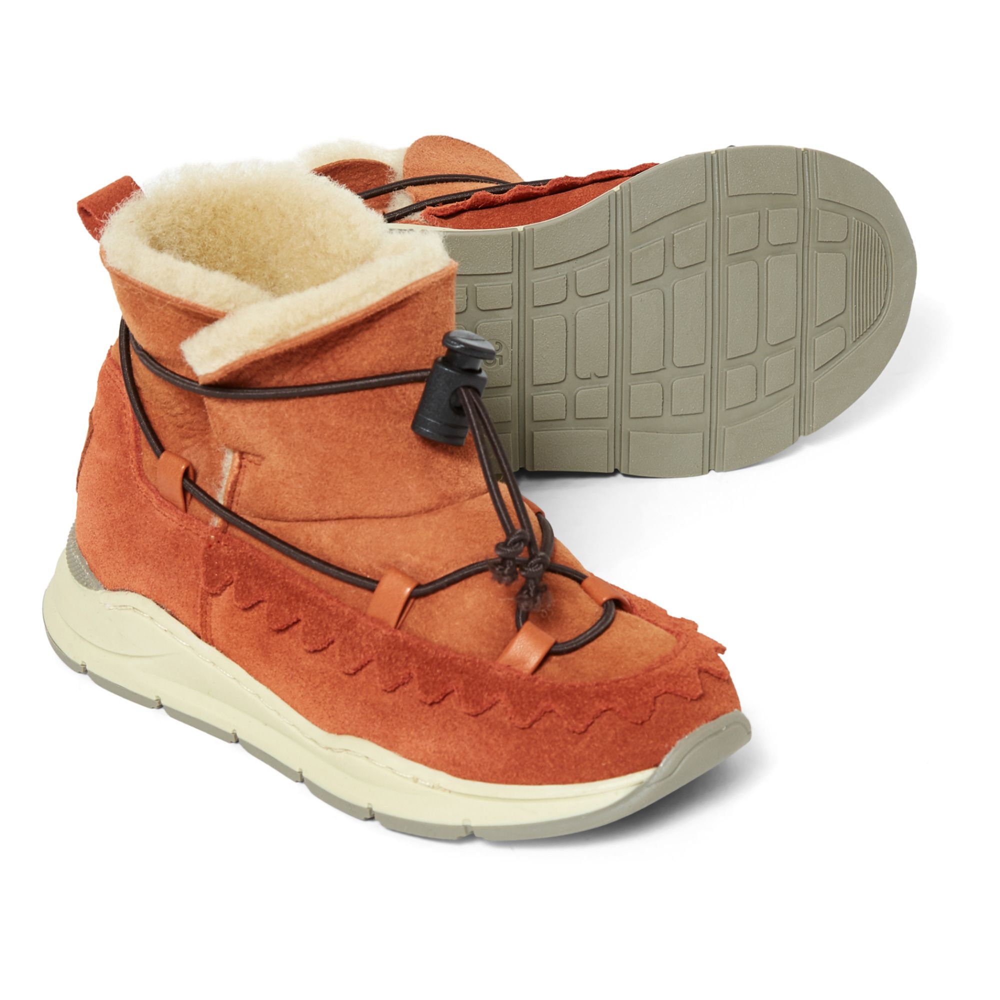 Fur-Lined High-Top Sneakers Apricot- Product image n°2