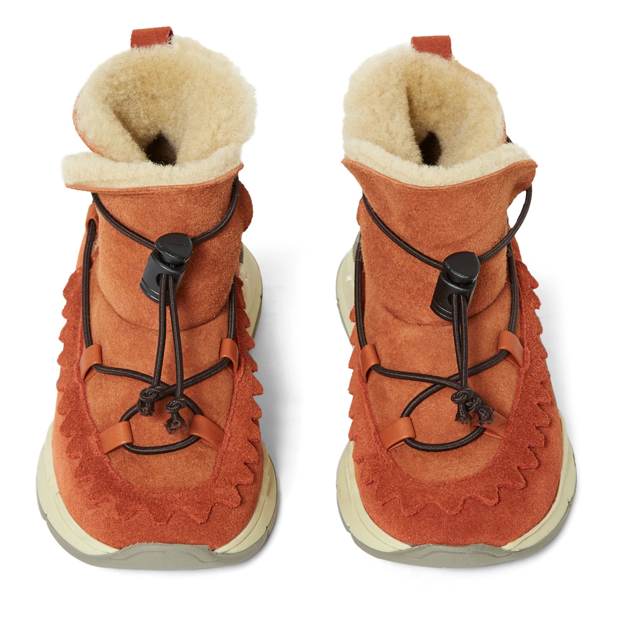 Fur-Lined High-Top Sneakers Apricot- Product image n°3