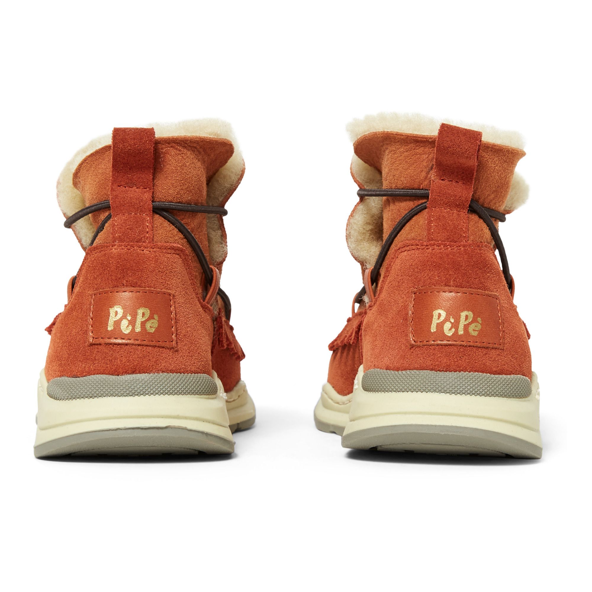 Fur-Lined High-Top Sneakers Apricot- Product image n°4