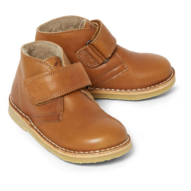 Desert Fur-Lined Velcro Shoes | Cognac