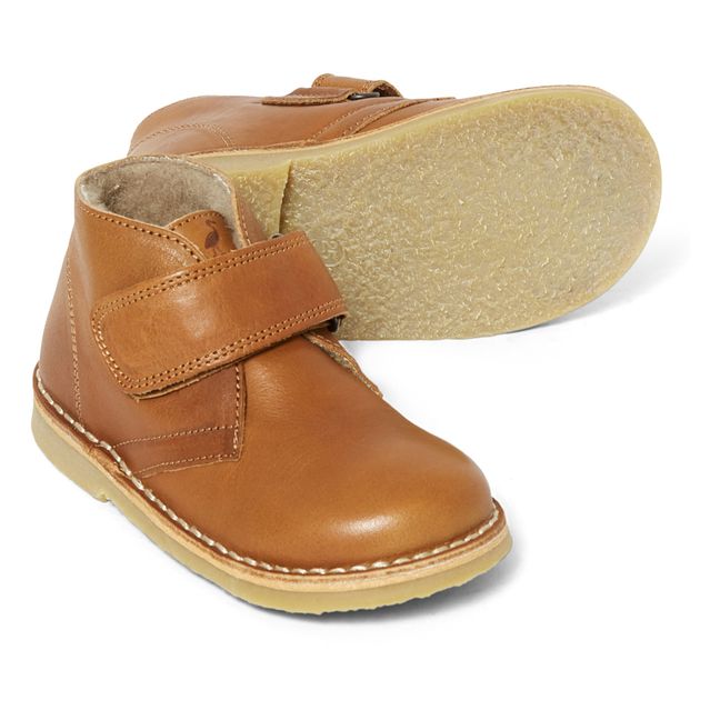 Hochgeschnittene, gefütterte Schuhe mit Klettverschluss Desert | Cognac-Farbe