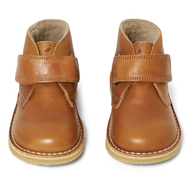 Desert Fur-Lined Velcro Shoes | Cognac