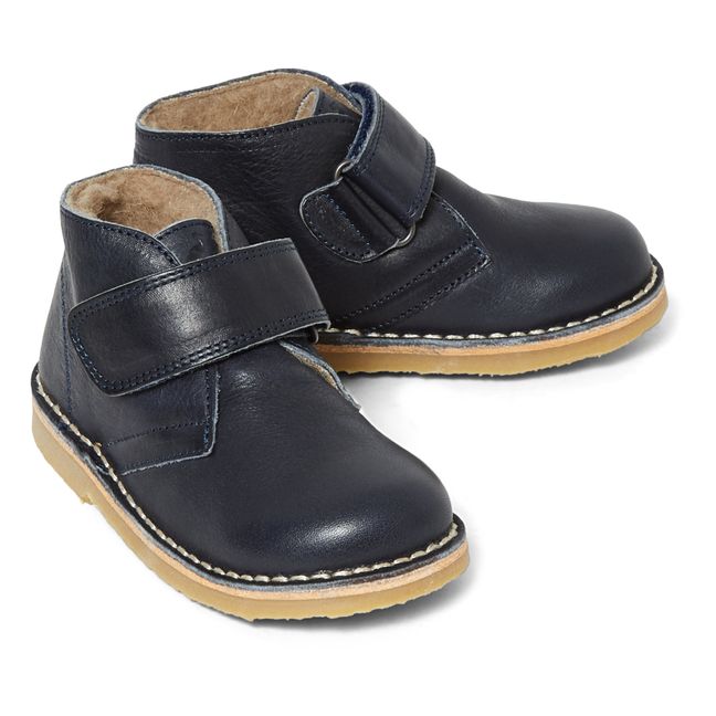 Desert Fur-Lined Velcro Shoes | Navy blue