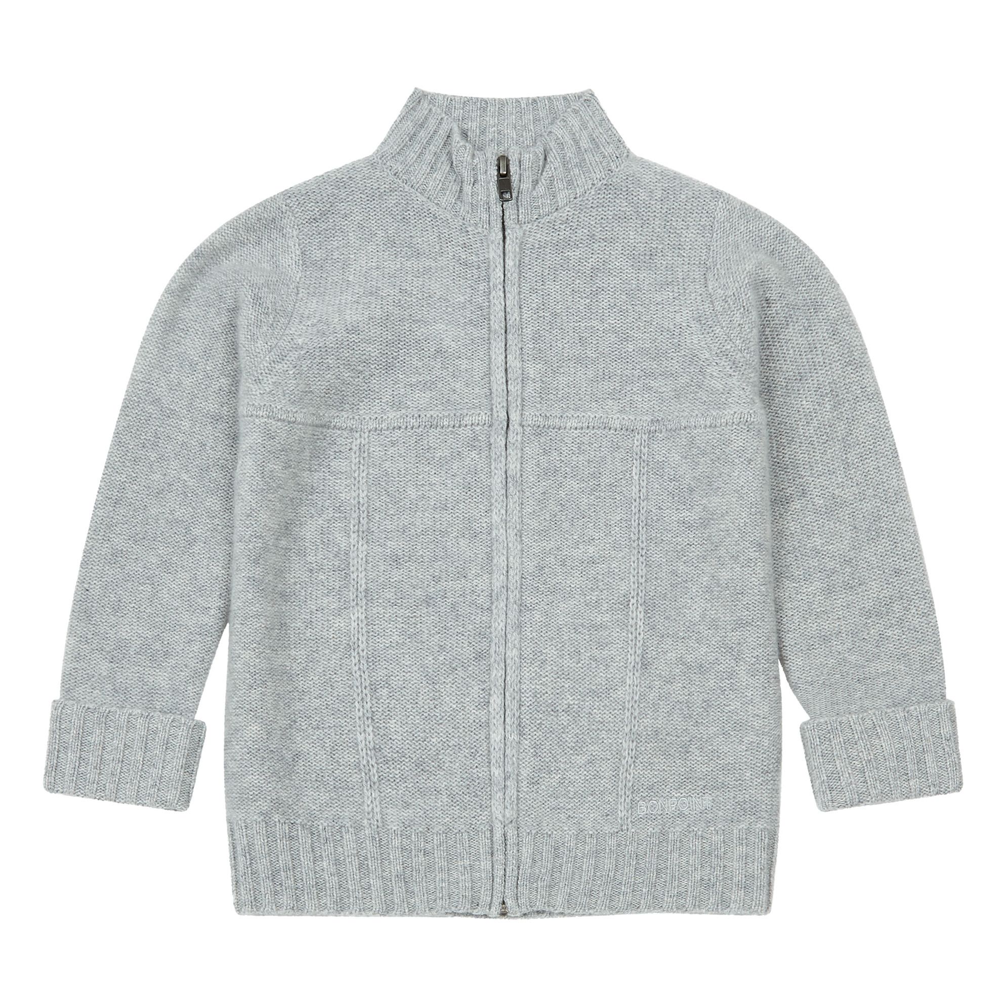 Bonpoint - Cardigan Cachemire Zippé - Garçon - Gris chiné