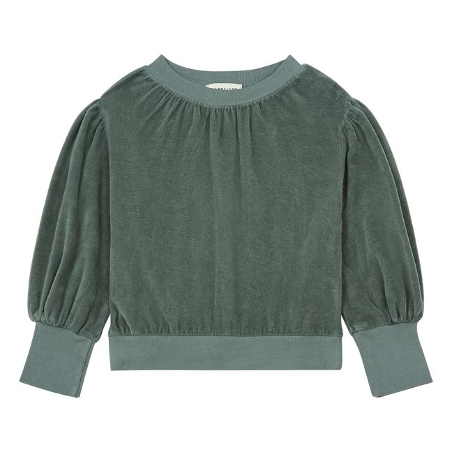 Organic Cotton Velvet Sweatshirt Green
