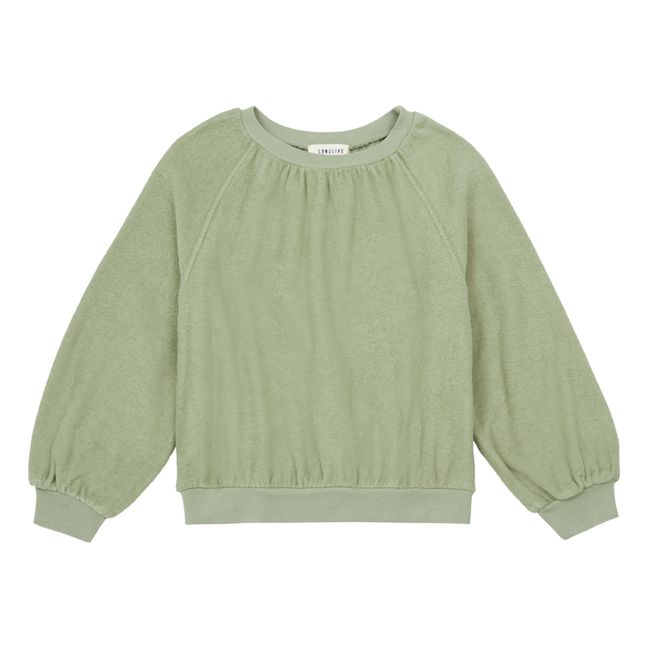 Organic Cotton Terry Cloth Sweatshirt Almond green