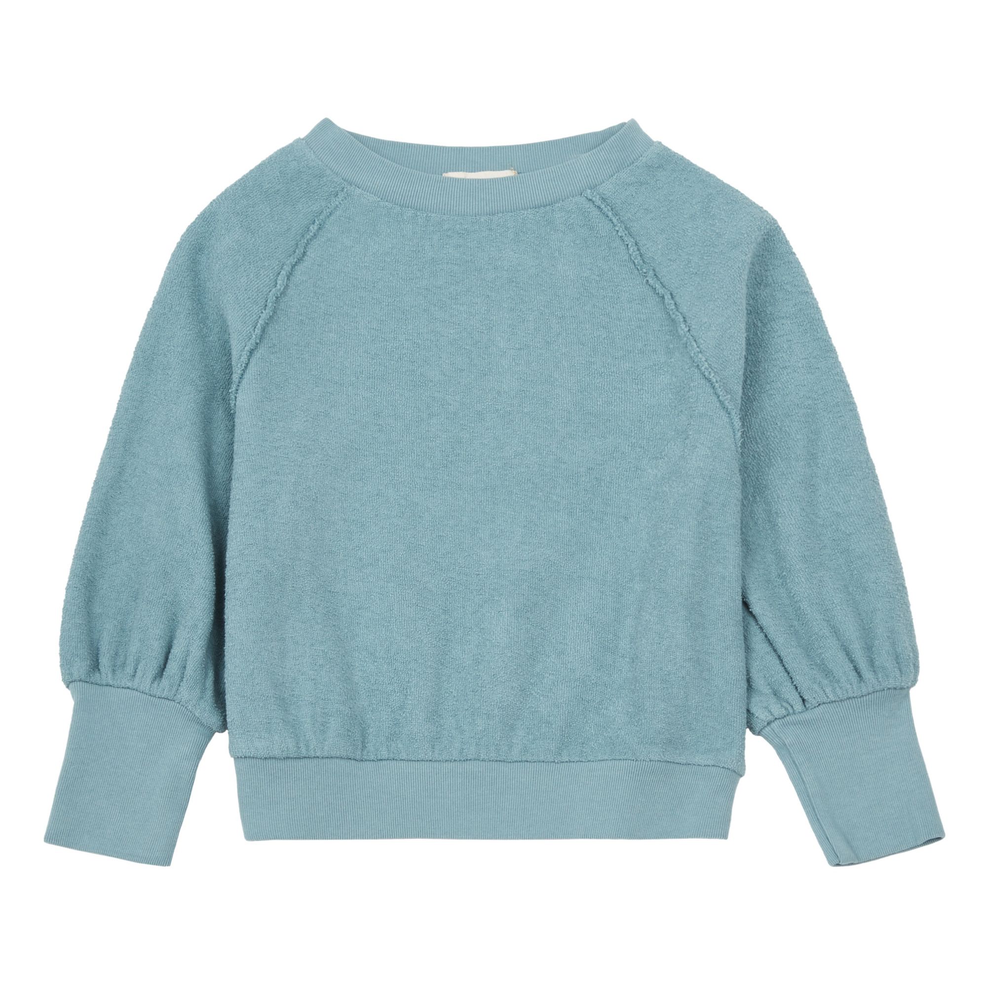Longlivethequeen - Sweat Manches Ballons Eponge Coton Bio - Fille - Bleu