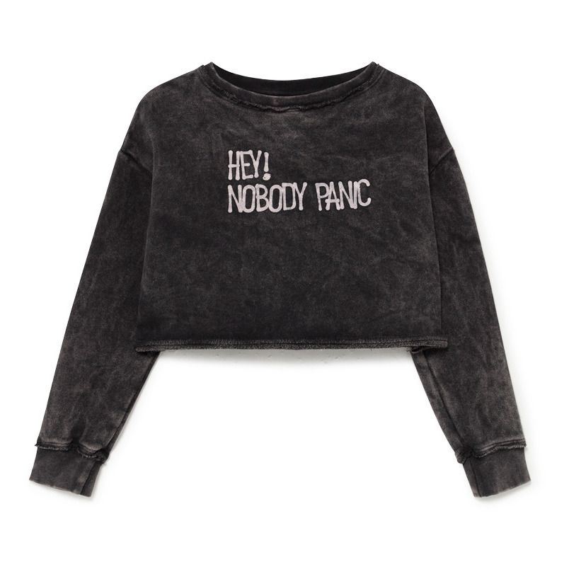 Little Creative Factory - Sweat Cropped Coton Bio Panic - Fille - Gris