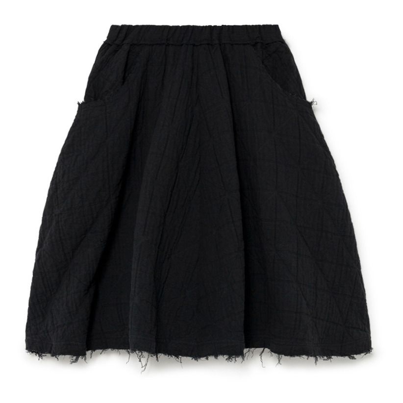 Two-Tone Organic Cotton Fleece Skirt Black- Product image n°0