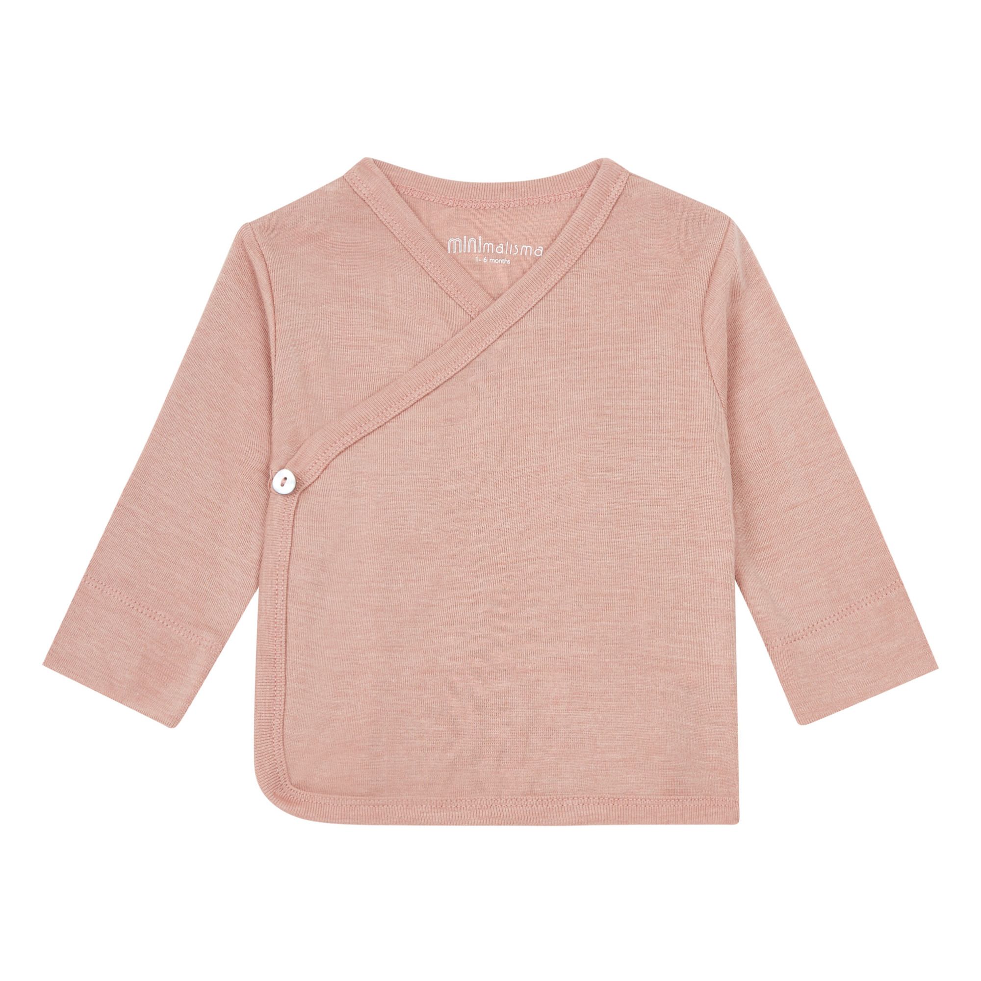 Minimalisma - Cardigan Naissance Croisé Terna Laine Bio et Soie - Fille - Vieux Rose