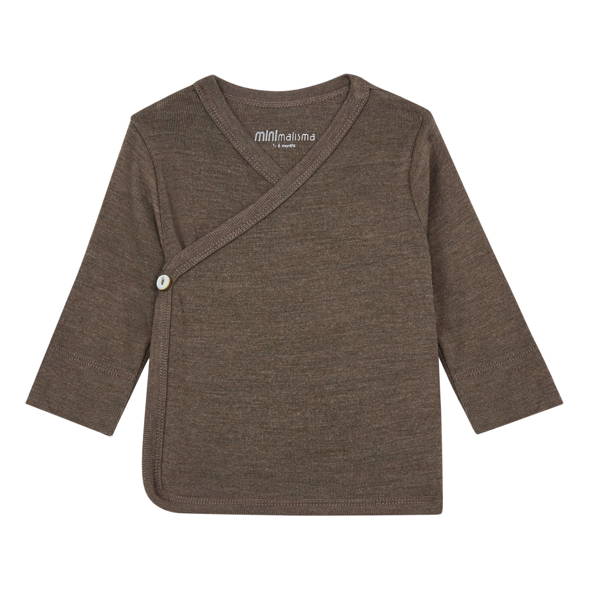 Minimalisma - Cardigan Naissance Croisé Terna Laine Bio et Soie - Fille - Chocolat