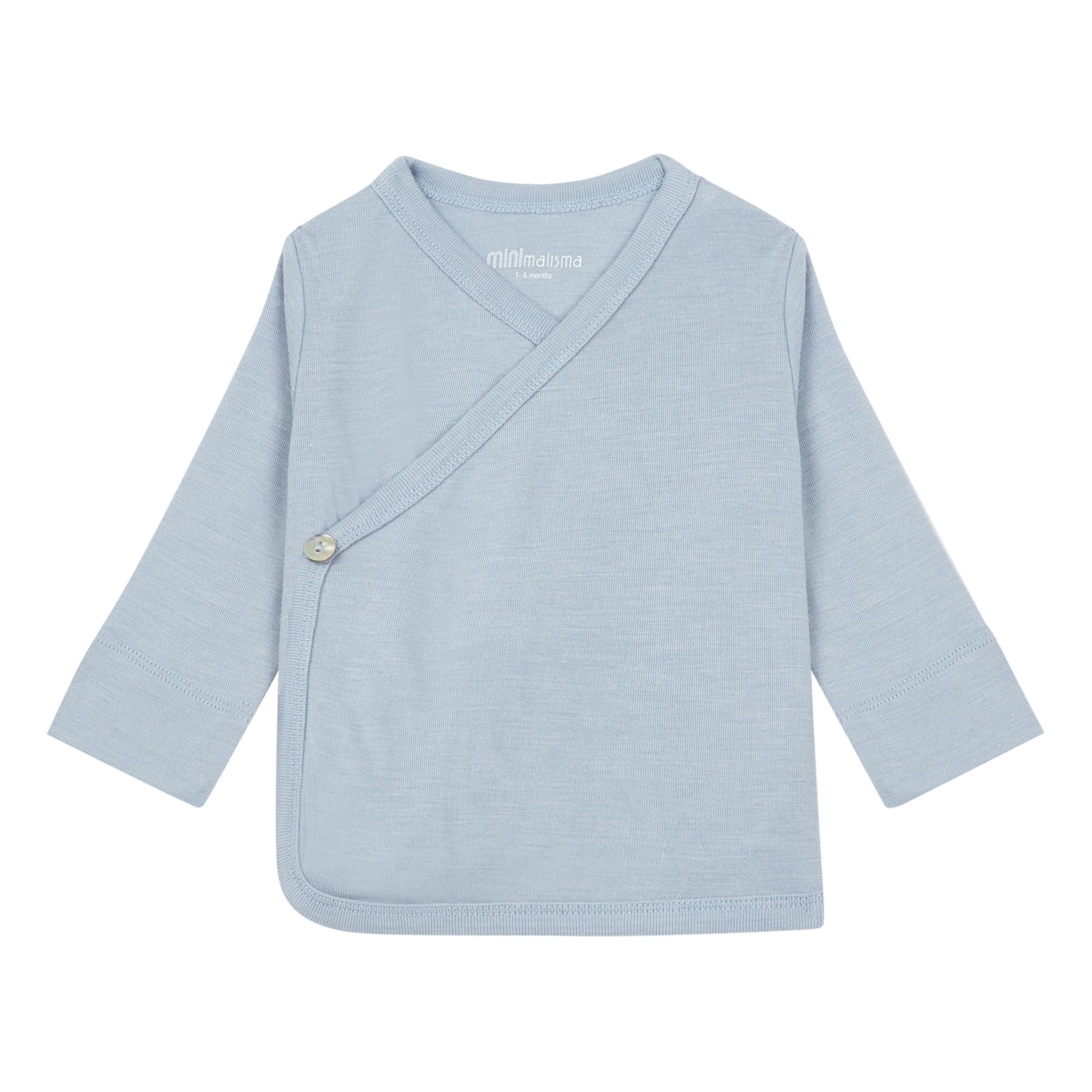 Minimalisma - Cardigan Naissance Croisé Terna Laine Bio et Soie - Fille - Bleu Clair