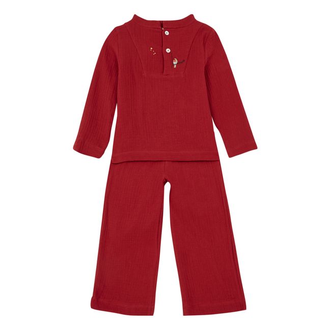 Deli Organic Cotton Muslin Pyjamas Red