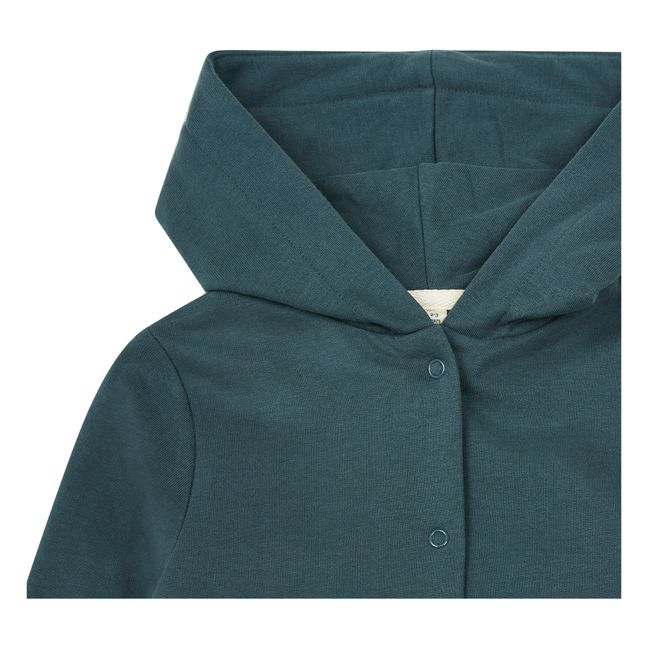 Hooded Organic Cotton Cardigan Grey blue