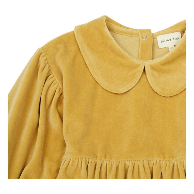 Vestido Alma Terciopelo de algodón orgánico Amarillo