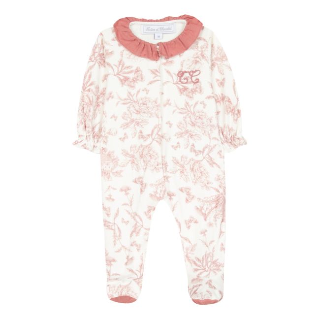Toile de Jouy Sleepsuit | Peach