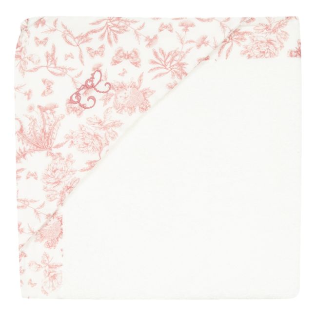 Cape de bain en éponge Toile de Jouy | Rose pêche