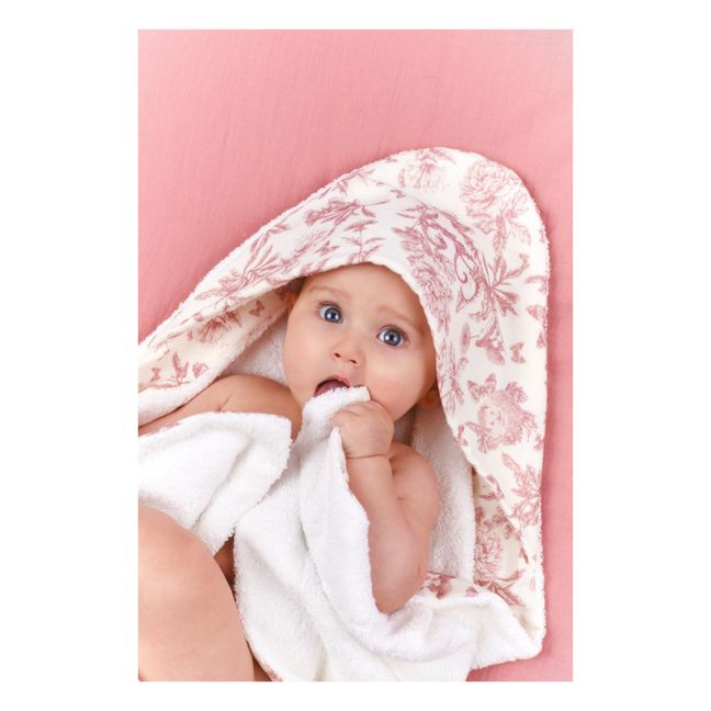 Capa de baño de tela toalla Toile de Jouy | Rosa Melocotón